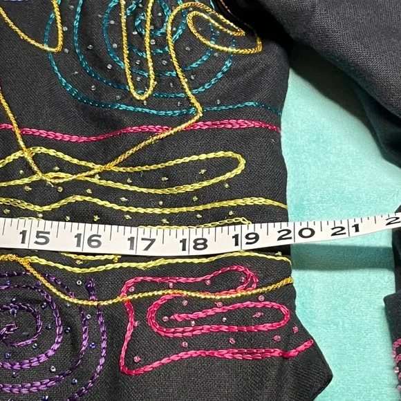 M Festive Colorful Waist Jacket. Detailing on front & cuff. 100% Cotton. - Picture 9 of 16